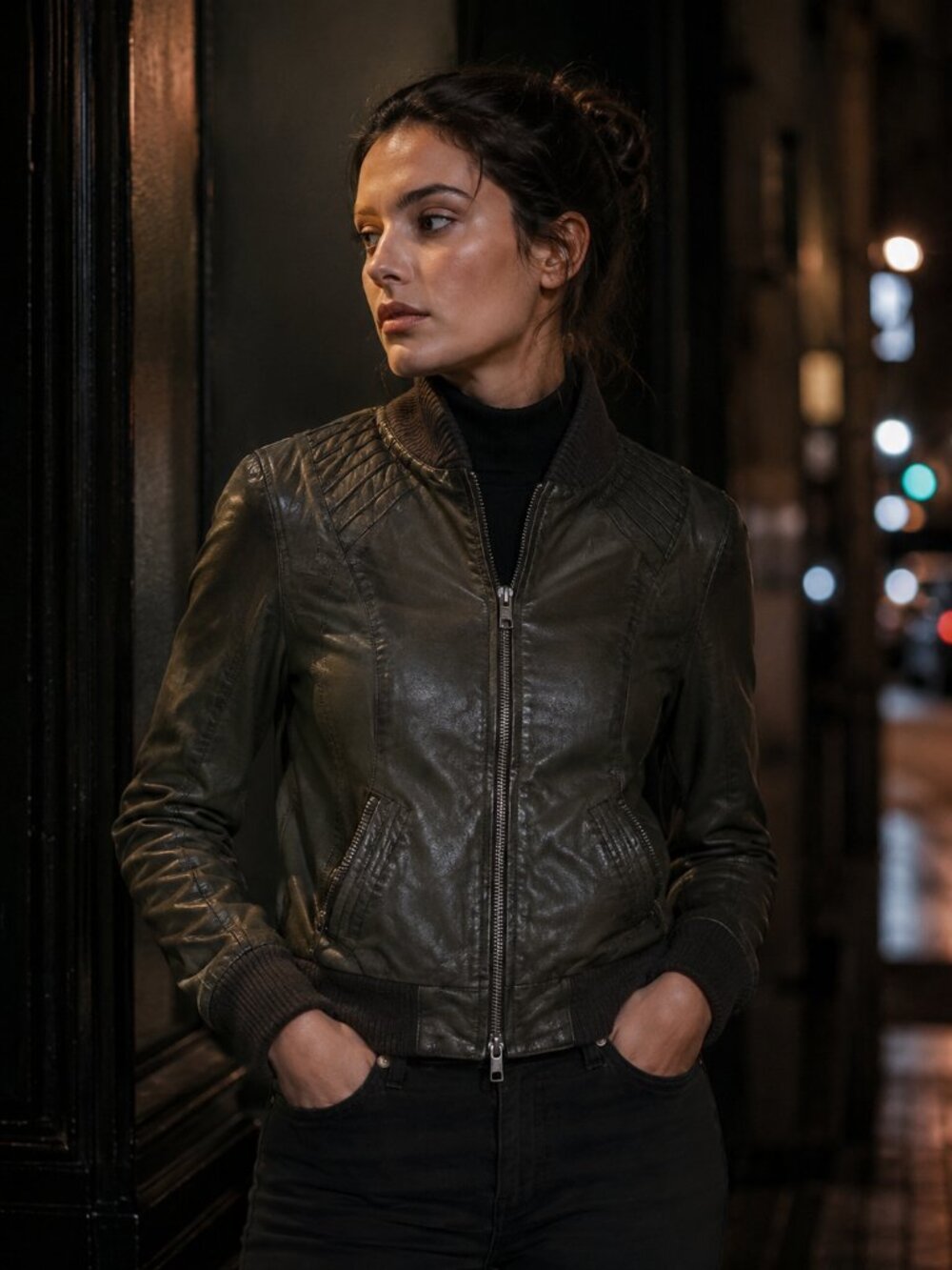 Mackage Exclusively for Aritzia Leather Moto Jacket Size S/P Green